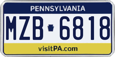 PA license plate MZB6818