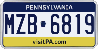 PA license plate MZB6819