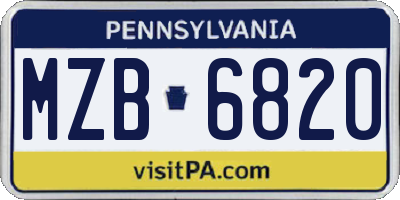 PA license plate MZB6820