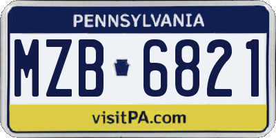 PA license plate MZB6821