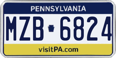 PA license plate MZB6824