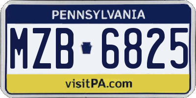 PA license plate MZB6825