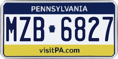 PA license plate MZB6827