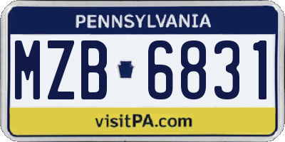 PA license plate MZB6831