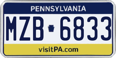 PA license plate MZB6833