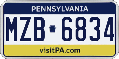 PA license plate MZB6834
