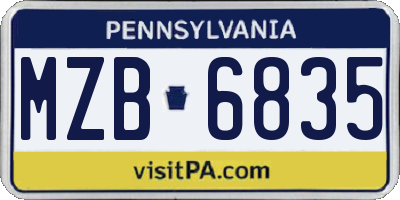 PA license plate MZB6835