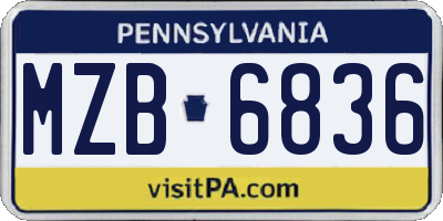 PA license plate MZB6836