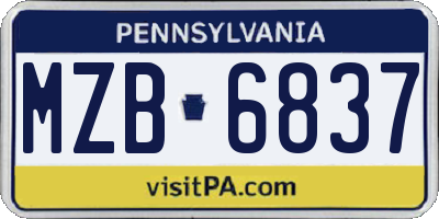 PA license plate MZB6837