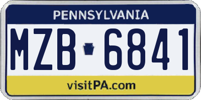 PA license plate MZB6841