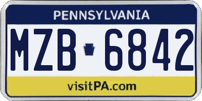 PA license plate MZB6842