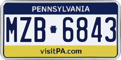 PA license plate MZB6843