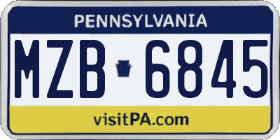 PA license plate MZB6845