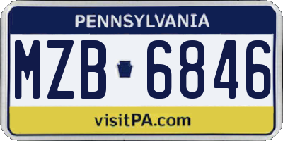 PA license plate MZB6846