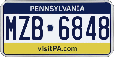 PA license plate MZB6848