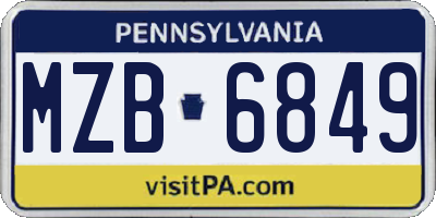 PA license plate MZB6849