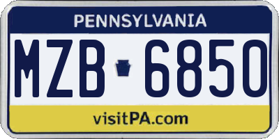 PA license plate MZB6850