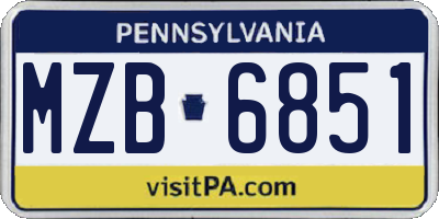 PA license plate MZB6851