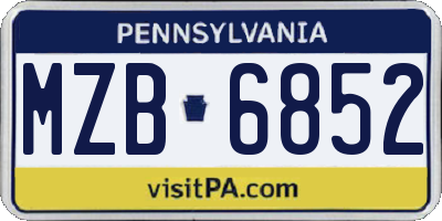 PA license plate MZB6852