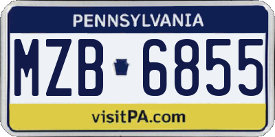 PA license plate MZB6855