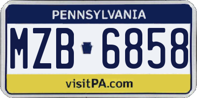 PA license plate MZB6858