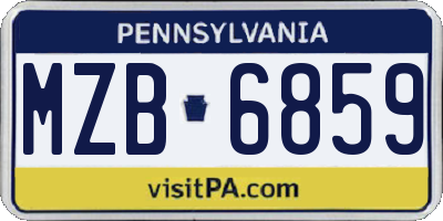 PA license plate MZB6859