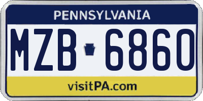 PA license plate MZB6860