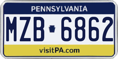PA license plate MZB6862