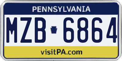 PA license plate MZB6864
