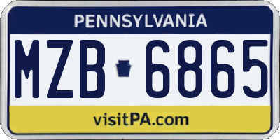 PA license plate MZB6865