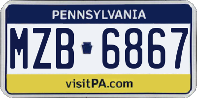 PA license plate MZB6867