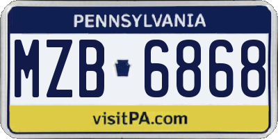 PA license plate MZB6868