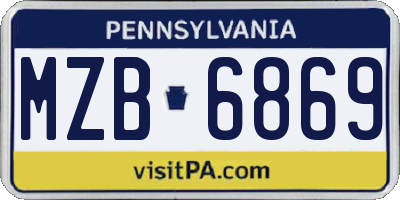PA license plate MZB6869