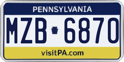 PA license plate MZB6870