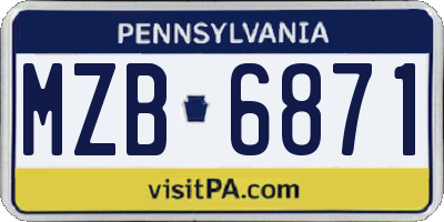 PA license plate MZB6871