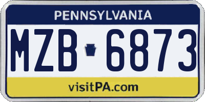 PA license plate MZB6873
