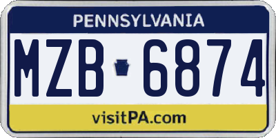 PA license plate MZB6874