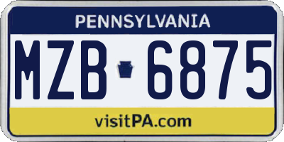PA license plate MZB6875