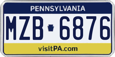 PA license plate MZB6876