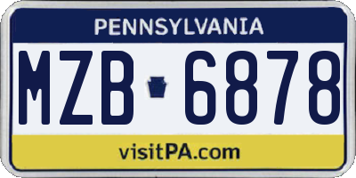 PA license plate MZB6878