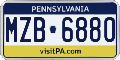 PA license plate MZB6880
