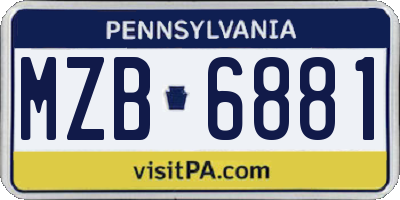 PA license plate MZB6881