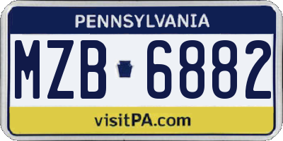 PA license plate MZB6882