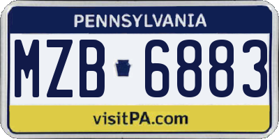 PA license plate MZB6883
