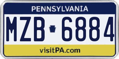 PA license plate MZB6884