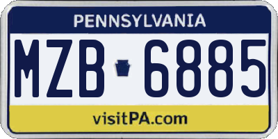 PA license plate MZB6885
