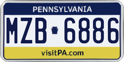 PA license plate MZB6886