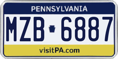 PA license plate MZB6887