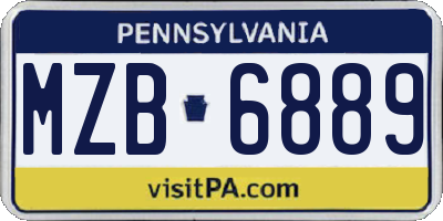 PA license plate MZB6889