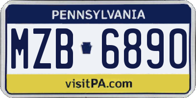 PA license plate MZB6890